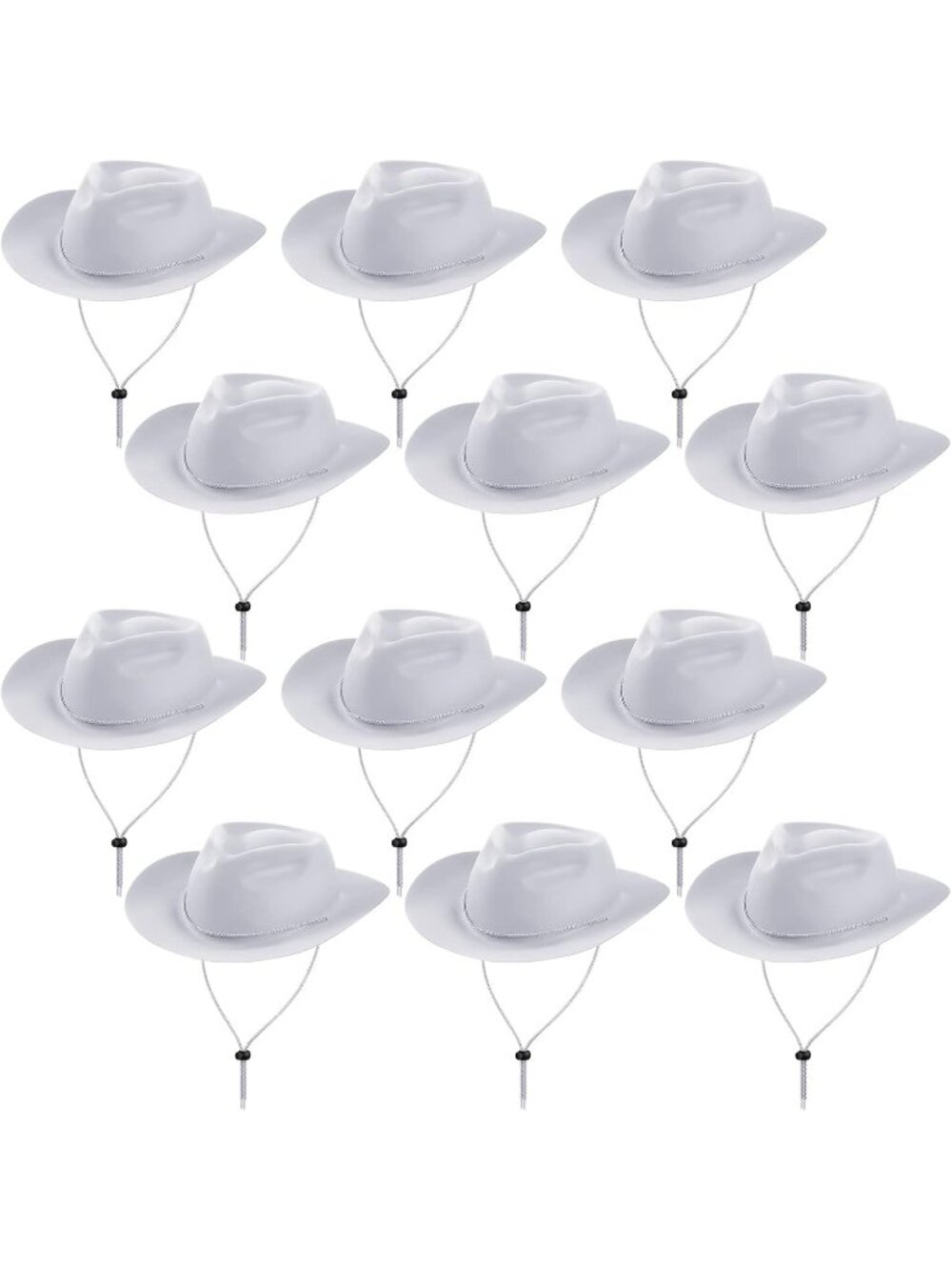 Men's White Plastic Felt Wide Brimmed Western Cowgirl Cowboy Hat 12 Pieces